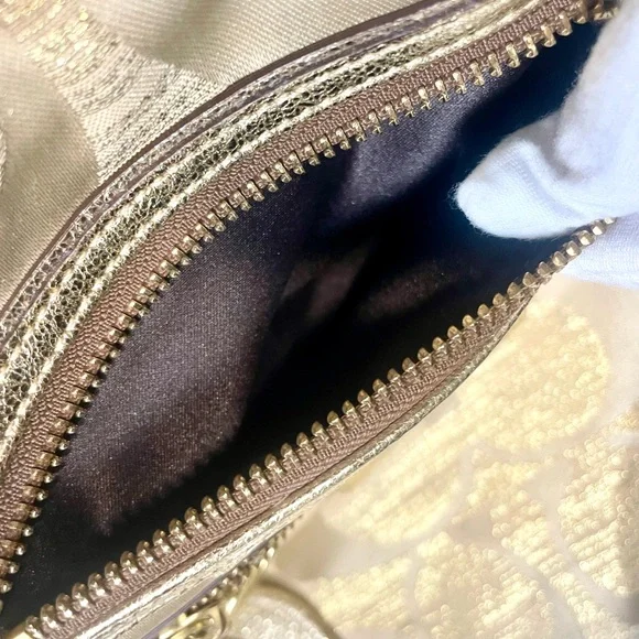 Coach Poppy Gold Signature Tote Bag  14 in W 12 1/2 in L - Picture 10 of 17